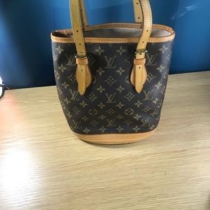 Auth LOUIS VUITTON Monogram Petite Bucket 23